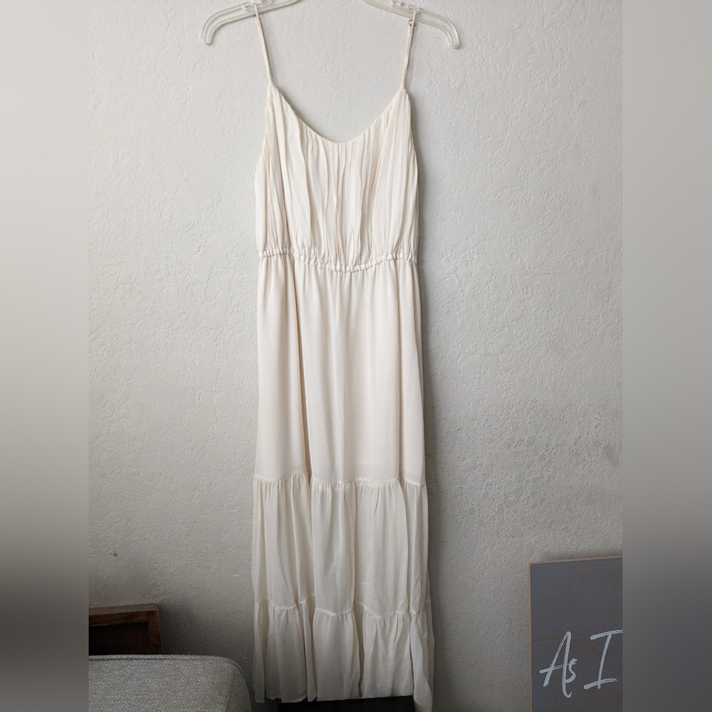 Cream delicate sheer flowy dress size: M